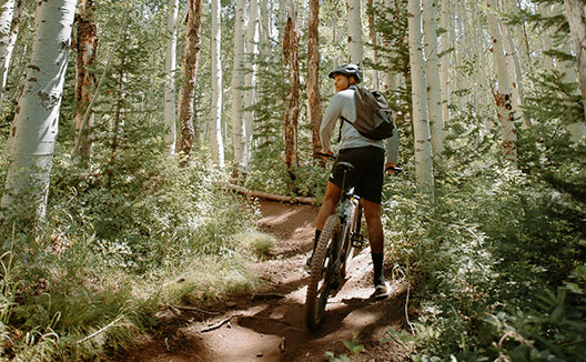 Man mountain biking