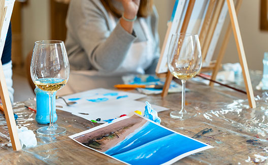 white wine and painting